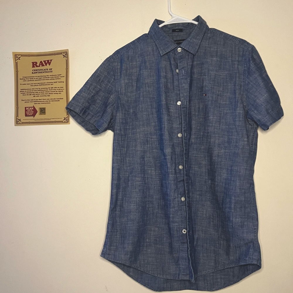 Tommy Hilfiger Indigo Short Sleeve Button Down